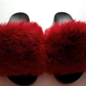 Women's  Sandal, Faux Fur ,Red Colo…